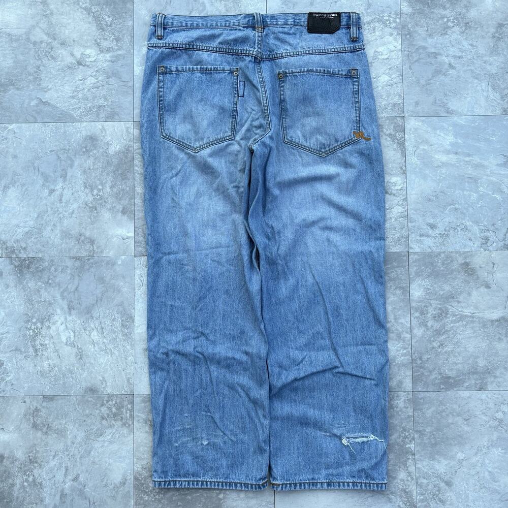 Vintage Y2K Rocawear Embroidered Baggy Denim Jeans Light Wash 38x30